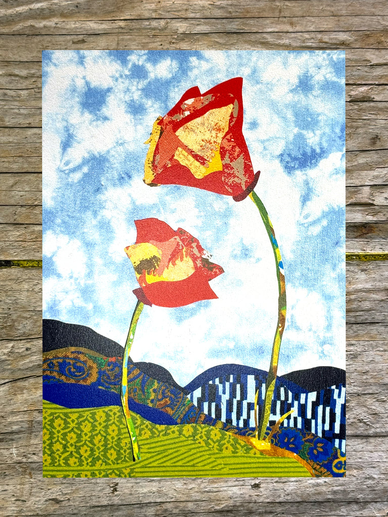 California poppies, back bay - Art Print on Wood Panel