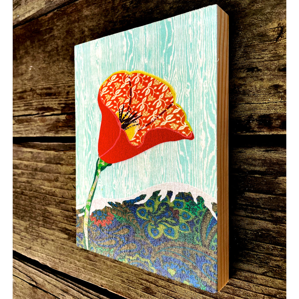 California Poppy No. 7 - Art Print on Wood Panel