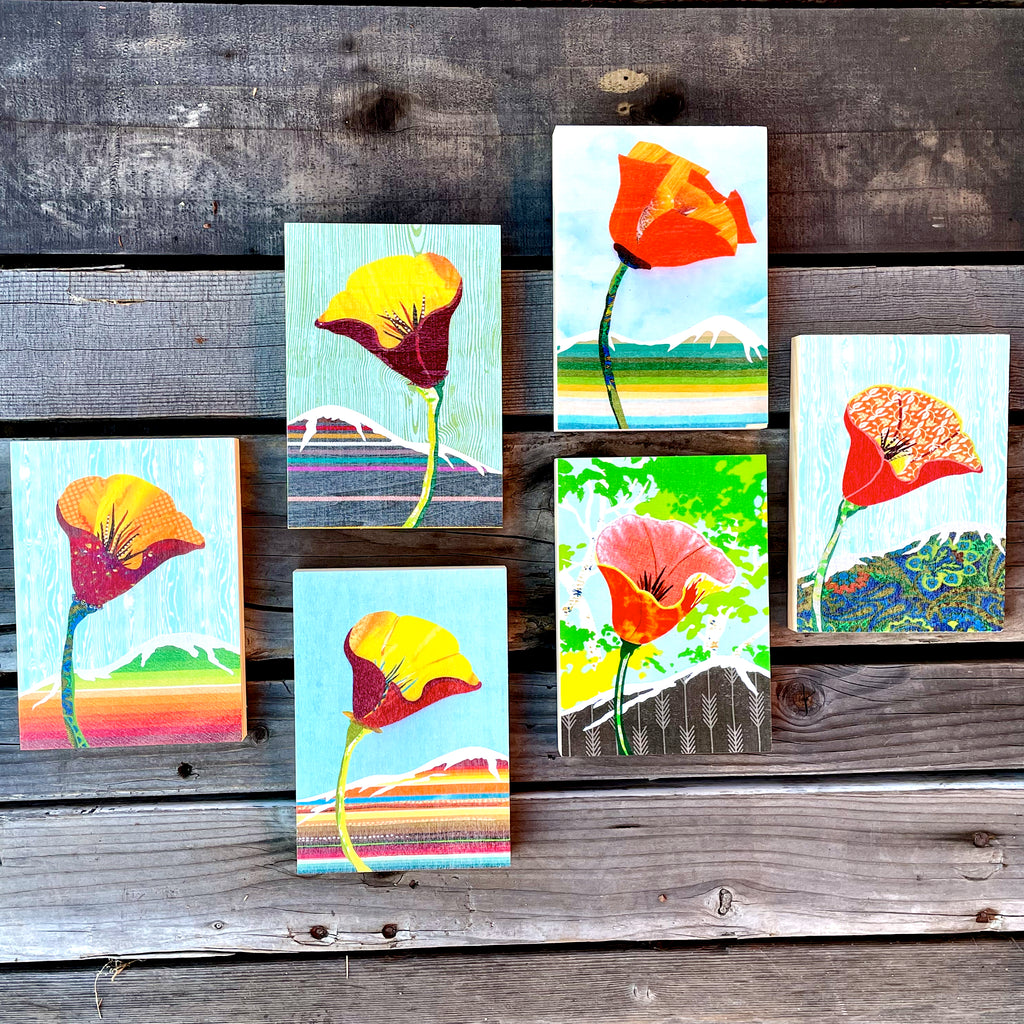 California Poppy No.5 - Art Print on Wood Panel